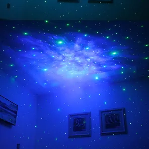 جهاز عرض ضوئي 360 درجة قابل للتدوير مخصص لغرف النوم ومزود بمصباح على شكل موجة ساطعة على شكل نجوم وإضاءة تُصدر من المجرات