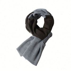 Bufanda de punto gruesa vintage para hombre, con LOGO bordado personalizado, a cuadros de dos tonos, regalo para reuniones anuales - Product Image 5