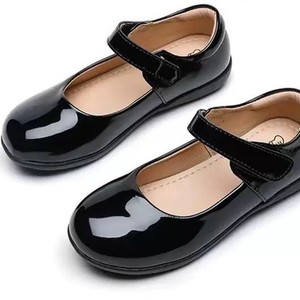 Girls Black Polyurethane velcro Closure Shoes Spring Summer Style British-style <strong>School</strong> Single-layer Performance <strong>Pumps</strong> - Product Image 1