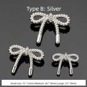 Gros nœud bouton femmes métal haut de gamme mode exquis chemise Cardigan pull manteau polyvalent décoratif papillon boutons - Product Image 4