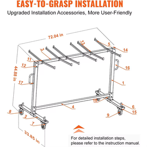 Gấp bảng và ghế giỏ hàng, Heavy Duty kim loại gấp ghế Rack với bánh xe cho 42 gấp ghế - Product Image 3