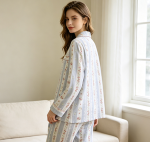 Wholesale High Quality Winter Cotton Pajamas Women Long Sleeve <b>Trousers</b> Printed Home Wear Casual Cardigan Sleepwear Suit Thermal - Product Image 4