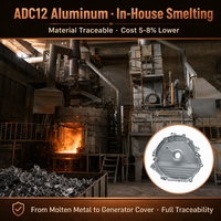 Couverture de carter en aluminium ADC12 H340G moulée sous pression pour générateur onduleur 5KVA, pièces de moteur, fabrication OEM personnalisée, directement du fabricant avec 18 ans d'expérience