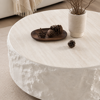Table basse ronde en fibre de verre, aspect pierre naturelle Wabi Sabi, meubles de salon