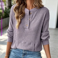 Nouveau haut côtelé à manches courtes et col en V pour femmes ; Convient aux t-shirts amples en tricot de style SHEIN