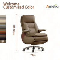 Chaise de bureau exécutive ergonomique en cuir de qualité supérieure, hauteur réglable, soutien lombaire, coussin moelleux, base pivotante à 360° en acier, durable