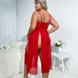 Nueva Llegada: Lencería Sexy de Tallas Grandes con Encaje Transparente y Fruncido, Falda con Tirantes para Chicas Curvy - Product Image 2