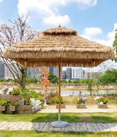 Paviliun Payung Lipat Dua Lapis Daun Palem PE Sumber Pabrik, Ringan, Pelindung Matahari untuk Pantai, Resor, Hotel, Taman