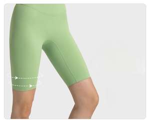 Women's High Waist Gym Shorts Pants Custom Logo Nylon <b>Tight</b> With Elastic Breathable High Knee Length Yoga Leggings Solid <b>Pattern</b> - Product Image 6