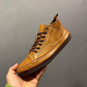 Chaussures en cuir pour hommes QHCCID, à lacets, semelle en caoutchouc, talon moyen, confortables, pour le bureau, décontractées, habillées - Product Image 1