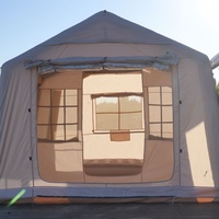 Tente de camping pliable, résistante à la pluie, extra-haute, 2 chambres, 12 m², tente de fête en plein air, tente gonflable avec auvent à poteaux