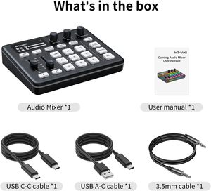 Console de mixage audio pour jeux MT-VIKI, interface audio avec effet RGB, microphone XLR/TRS, alimentation fantôme 48V - Product Image 5