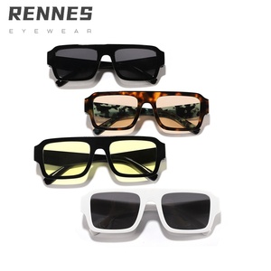 Rts thiết kế mới Retro thời trang vuông khung Kính mát UV400 bảo vệ ống kính polycarbonate với đen PC khung cho nam giới phụ nữ - Product Image 4
