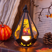 Nicro Nouvelles Lanternes Créatives Citrouille Sorcière Portables en Plastique, Ornements de Table, Cadeaux, Veilleuses Suspendues, Décorations d'Halloween
