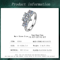 Bague de fiançailles en argent sterling 925 avec moissanite cœur 2+0.5+0.5 carats personnalisée pour femme, certifiée GRA, vente en gros
