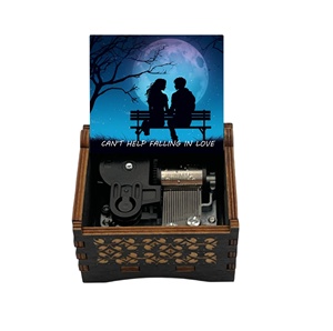 Manivela de madera Wind up Music Box <span class=keywords><strong>Singer</strong></span> Fans Friends Family Festival Regalos de Navidad (no puedo evitar enamorarme) - Product Image 1