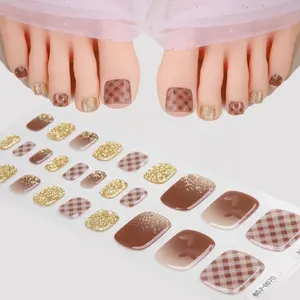 Zhengxiang Summer Style Toe Nail Wraps Gel Nail Sticker Strips No tóxico de larga duración Semicurado Gel Nail Wraps