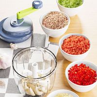 Handmatige plastic huishoudelijke keuken multifunctionele groentehakker vleesmolen handbediende snijmachine knoflookpers babyvoedselbereider