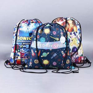LDFC Full Custom 210D Full Printing Drawstring Bags OEM Promotional Backpack Storage Bag for Sports Fitness Travel Training