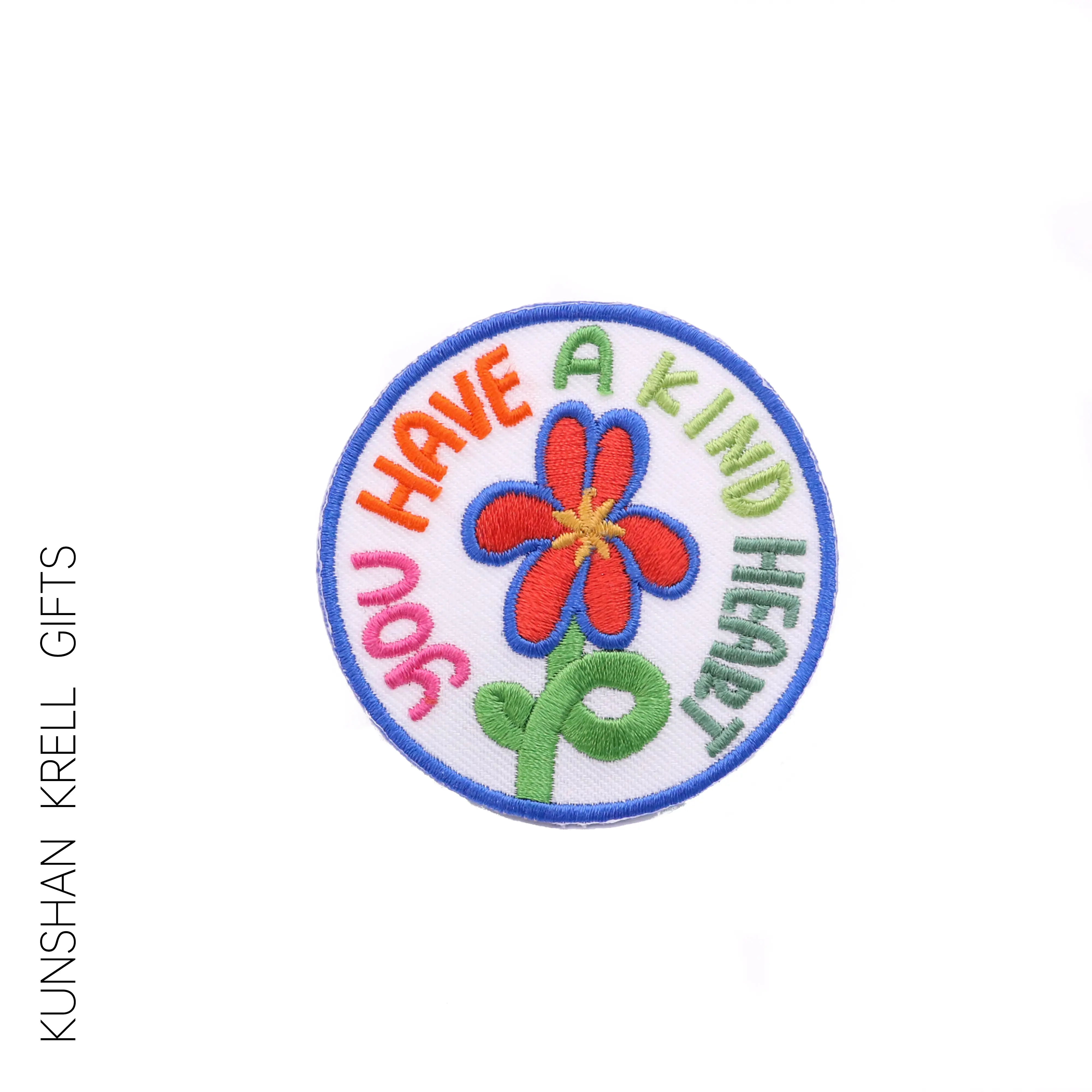 Kunshan Krell Small fresh and cute round flower color text embroidery patch stickers customization