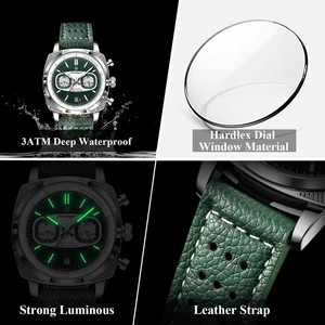 Montre homme POEDAGAR Original Fashion, chronographe lumineux, étanche, avec date, luxe, cuir, quartz, Reloj. - Product Image 6