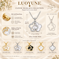 LUOYUNE – collier trèfle plaqué or 18 carats pour femmes, nacre naturelle, zircon exquis, pendentif fleur porte-bonheur, bijoux