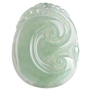 Colgante de Jadeíta Natural Ruyi Verde Claro, Diseño Original Cristiano UNISEX, Tallado con Certificado de Tasación, HJ81 - Product Image 5