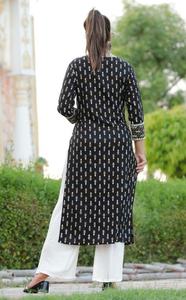 Cotton Cambric Front Pintuck Detail Long <b>Kurta</b> for Girls - Product Image 3