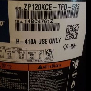 คอมเพรสเซอร์ทำความเย็น HYZL ZP120KCE TFD 522 สำหรับเครื่องปรับอากาศ ระบบทำความเย็นและความร้อน - Product Image 1