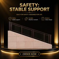 Rampe en verre trempé haute résistance personnalisée, résistante aux chocs, résistante à la flexion, en aluminium noir pour jardins extérieurs, escaliers
