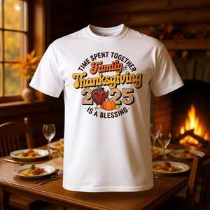 Camiseta familiar de Acción de Gracias 2025: El tiempo pasado juntos es una bendición - Product Image 1