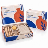 Boîte cadeau rigide avec logo personnalisé, base et couvercle, impression CMYK, finition brillante, pour atelier de poterie