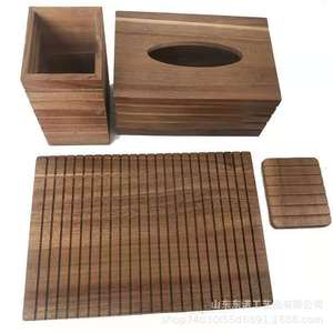 Boîte à mouchoirs en bois d'acacia, support à couverts, dessous de verre, tapis de théière, organisateur de bureau multifonction en bois massif isolant thermiquement - Product Image 5