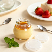 Pot en verre transparent en forme de boule de 100 ml pour pudding, yaourt, gelée, dessert, avec couvercle en plastique