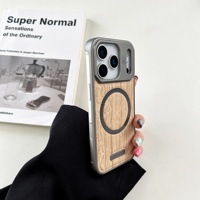 Coque de téléphone portable de luxe haut de gamme en grain de bois pour iPhone 17 ProMax avec fixation magnétique sans bordure, compatible 16 Pro 15 14 13