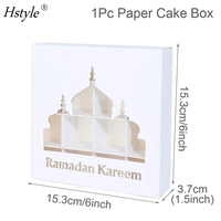Boîte-cadeau de bonbons de décorations de festival de Ramadan d'Eid Mubarak 16 fentes boîte de gâteau de chocolat de sucrerie de l'Aïd avec l'affichage de fenêtre claire HS1611