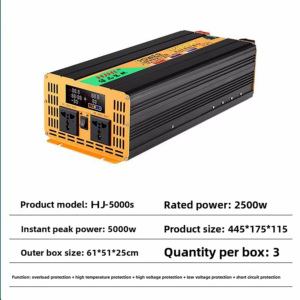 Alimentation électrique sinusoïdale personnalisable 48V 2500W pour véhicules, onduleur sinusoïdal simple pour climatiseur à induction OEM HJ-48-5000S Sinu - Product Image 4