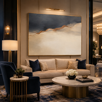 Peinture murale abstraite minimaliste de luxe, paysage neutre sur toile, œuvre d'art moderne à lignes épurées, décoration intérieure design pour la maison