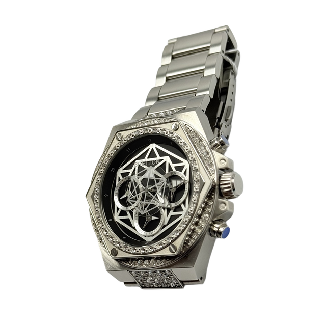 Men's Square Watch Rose Gold Bezel Diamond-Accented Black Dial Stainless Steel Bracelet Analog Quartz Fashion Wristwatch