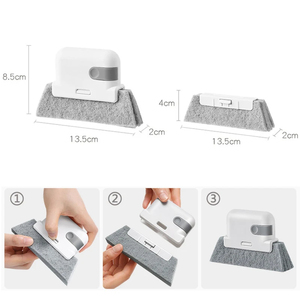 Brosse de nettoyage pour fenêtres, fentes de portes et coins, avec chiffon, outils ménagers pour le nettoyage du verre - Product Image 5