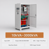 Transformateur triphasé 220V vers 480V, entrée monophasée, autotransformateur toroïdal 60Hz, bobinage en cuivre, alimentation électrique