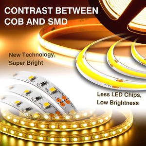 Bande <span class=keywords><strong>LED</strong></span> COB BERIXDEEP 480 <span class=keywords><strong>LED</strong></span>/m 24V 8mm <span class=keywords><strong>de</strong></span> large 5m CRI 92+ Sans points IP20 Dimmable Blanc Chaud pour Armoire Miroir Étagère <span class=keywords><strong>Plan</strong></span> <span class=keywords><strong>de</strong></span> <span class=keywords><strong>Travail</strong></span> Meuble - Product Image 4