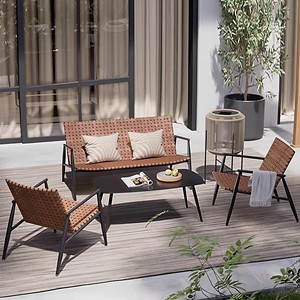 Huasenyuan Outdoor Rattan Chair And <b>Table</b> Set Metal Frame Weather Resistant <b>Garden</b> Furniture For Balcony Courtyard Terrace - Product Image 2