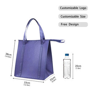 <span class=keywords><strong>Sac</strong></span> <span class=keywords><strong>isotherme</strong></span> personnalisable pliable en non-tissé avec fermeture éclair pour aliments et courses - Product Image 3