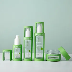 Nuovi set di imballaggi per cosmetici barattolo di plastica e bottiglia Airless colore personalizzato per prodotti per la cura della pelle in crema