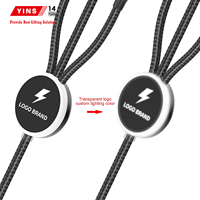 Cable de Carga Rápida USB Tipo C con Logotipo LED Personalizado, 3 en 2, Cable Trenzado de Nailon para Banco de Energía y Oficina, Regalo