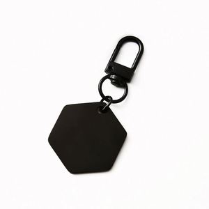Porte-clés hexagonal en acier inoxydable, pendentif rectangulaire, gravure laser, impression couleur, matériau vierge, cadeau de vacances - Product Image 5