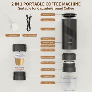 20 Bars Self <b>Heating</b> Capsule / Coffee Powder <b>USB</b> -C Electric Espresso Machine Car Travel Portable Coffee Maker for Camping - Product Image 4