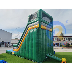 Toboggan aquatique gonflable géant à imprimé marbré coucher de soleil, double piste orange et verte, pour parc aquatique d'été, pour enfants, location commerciale - Product Image 5