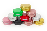 Pots ronds en aluminium argenté avec couvercle à vis, de 10g à 250g, vides, pour cosmétiques, crèmes, onguents et baumes à lèvres